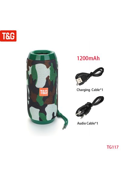 T&G صندوق صوت موسيقى لاسلكي محمول باللون الأخضر من Caixa De Som مزود بتقنية البلوتوث وبلوتوث لمضخم الصوت والراديو