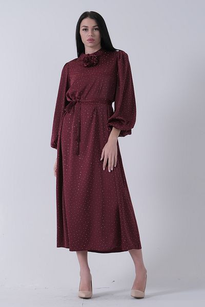 Feminist Luman Universal Patterned Hijab Dress (Burgundy) 4593402   Numbered