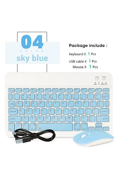 Choice Sky Blue-and Mouse Mini Wireless Keyboard Bluetooth Keyboard For Ipad Phone Tablet Portable Bluetoot