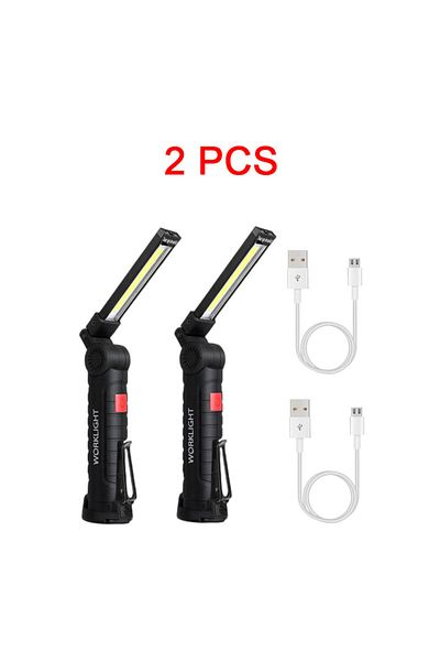 ESMARTER W52(Long 2pcs) New Portable COB LED Flashlight USB Rechargeable Work Light Magnetic Lanterna Hanging