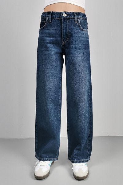 CEDY DENIM Blugi Palazzo pentru fete de înaltă calitate - talie înaltă, 100% bumbac, albastru închis - C700