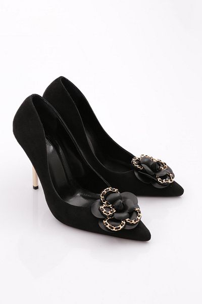 DGN Women's Black Heeled Shoes - Calf 56523557