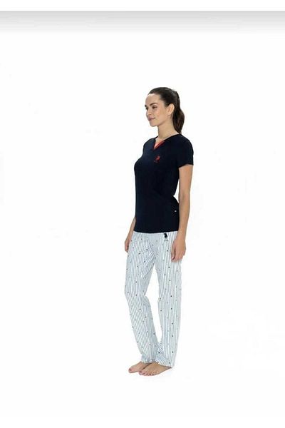 U.S. Polo Assn. U.S.Polo.Assn Costum de pijama pentru femei, din bumbac, cu maneca scurta, cu decolteu in V