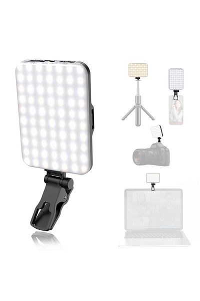 Choice مصباح سيلفي LED أبيض 60 خرزة LED عالية الجودة 2200 مللي أمبير في الساعة قابل لإعادة الشحن CRI 97+، 7 أوضاع إضاءة محمولة