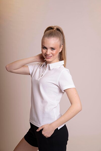 AFLOOW Tricou delicat pentru femei, alb, cu guler polo, cu croiala confortabi...