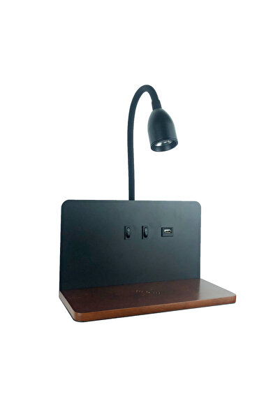 Choice مصباح حائط LED داخلي بإضاءة B-Light بيضاء دافئة على اليسار مع واجهة USB وشحن لاسلكي حديث