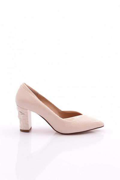 DGN Pantofi cu toc de damă cu model șarpe bej - 6992621