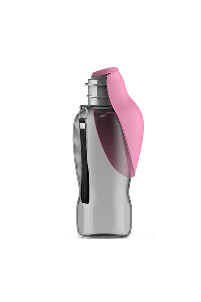 Choice زجاجة مياه محمولة للكلاب الصغيرة والمتوسطة والكبيرة، سعة 800 مل، وردية اللون، وعاء شرب للسفر في الهواء الطلق من البولي يوريثان