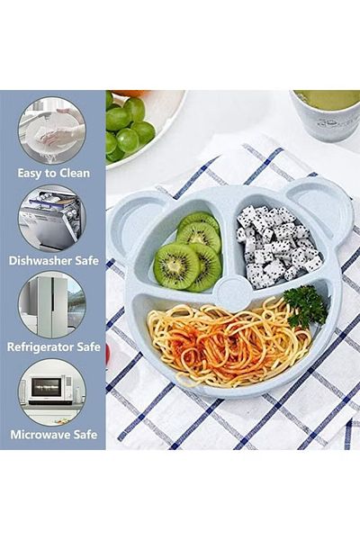 COOYA 3 Piece Kids Cartoon Dinnerware Set, safety, comfortably, Suitable for home,picnic, Blue