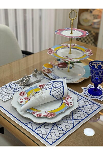 Tull Dizayn 6 lı Amerikan Servisi- Peçete - Kaşıklık Takımı