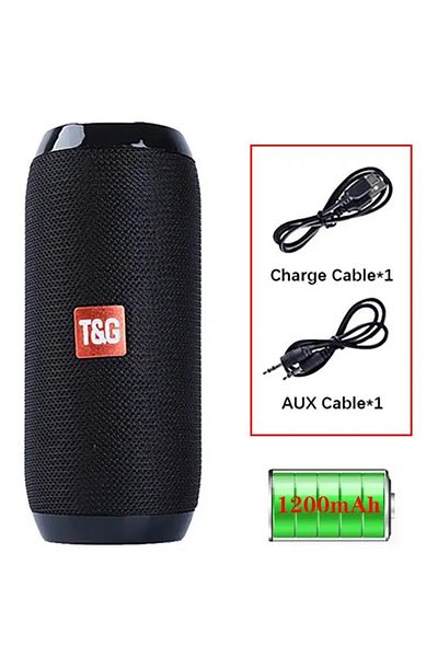 T&G مكبر صوت لاسلكي محمول بتقنية البلوتوث Tg117 أسود اللون، يدعم المكالمات المجانية/بطاقة FM/TF/محرك أقراص فلاش USB