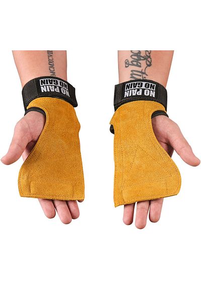 SKDK brown 2PC Cowhide Palm Guards Fitness Palm Guards Non-slip Wear-resistant Wrist Guards Deadlift Boos