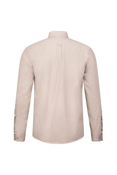 Hatemoğlu Бежова ежедневна фланелена риза с дълъг ръкав Slim Fit, 100% памук
