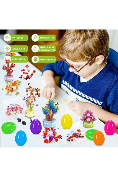 Yelajoy 12 in 1 Succulent Plants Building Blocks Set,12 Style Flower,vivid colors,strong,Toy for kid 3+
