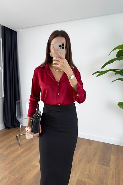 BİRCANÇİL Losila Red Satin Shirt
