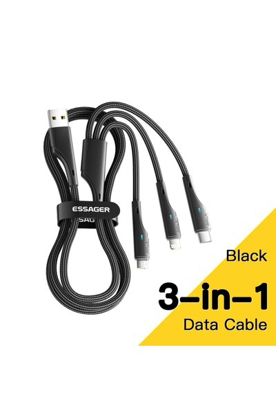 Choice 1.2 متر 1.2 متر Essage 3 في 1 كابل USB Micro USB Type C شاحن سريع كابل...