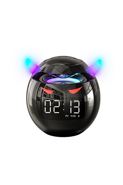 Choice Black Speaker Bluetooth Speaker audio with LED Digital Alarm Clock Music Player Wireless Ball Shape