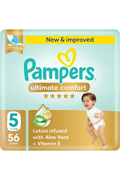 Pampers الراحة القصوى، مقاس 5، 11-16 كجم، عبوة عملاقة، 56 حفاضة