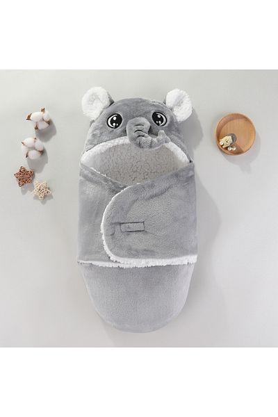 Choice 0-3M Gray-elephant Soft Baby Sleeping Bags Warm Autumn and Winter Newborn Baby Wrap Blankets Cartoon