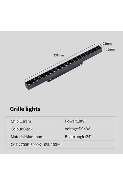 Choice Warm white 3000K grille light 18w New Magnetic Track Light Dimmable Remote Control 48VLed Ceiling La