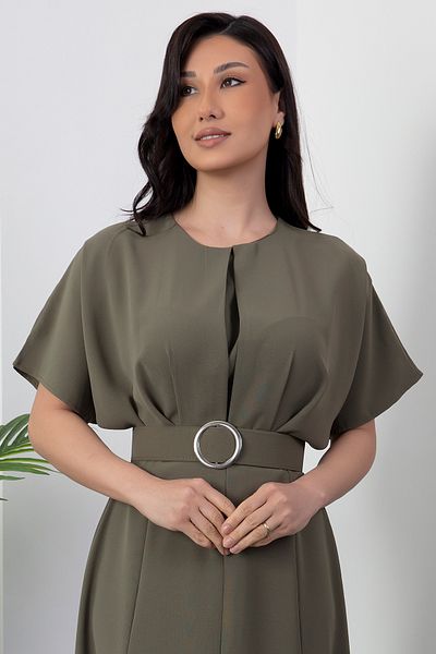 PULLIMM Rochie cu mânecă liliac cu gât și curea DKS1055