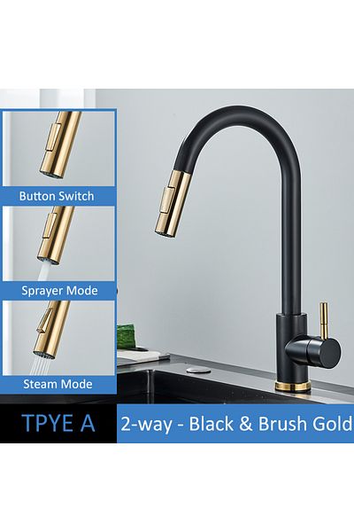 Choice TYPE A Black Gold Quyanre Brushed Gold Kitchen Faucet Pull Out Kitchen Sink Water Tap Single Handle