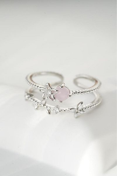 AŞIK ACCESSORIES Adjustable Pastel Color Flower Ring