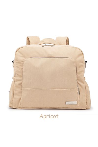 Choice Apricot Soboba Large Capacity Diaper Backpack for Mom with Soft Corduroy Fabric and Convenient Desig