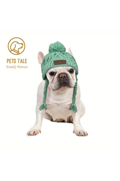 Choice قبعات كلاب شتوية ناعمة باللون الأخضر النعناعي، قبعة محبوكة دافئة للكلا...