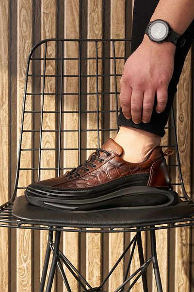 İmerShoes Καθημερινά ανδρικά μαύρισμα παπούτσια Γνήσιο δέρμα με κορδόνια με ψηλή σόλα σουέτ λεπτομέρεια αθλητικά παπούτσια στήριξης αστραγάλου 367
