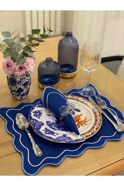 Tull Dizayn Blue Serisi 6 lı Amerikan Servisi ve Peçete Takımı