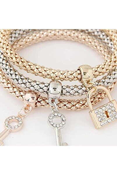 Choice مجموعة مكونة من 3 قطع من سوار قفل على شكل قلب ومفتاح وعلامة موسيقية وب...