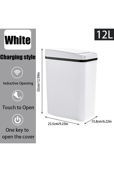 Choice 12l White Charging Bathroom Touchless Trash,12l Motion Sensor-activated Trash Can With Lid,automatic