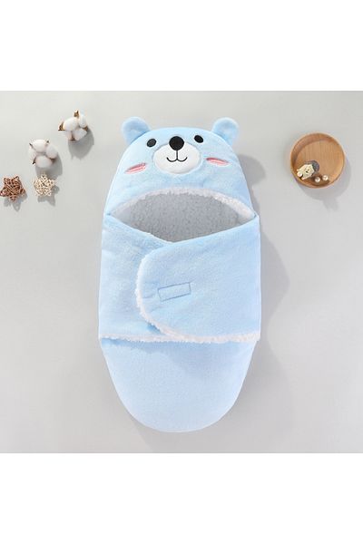 Choice 0-3M Blue-bear Soft Baby Sleeping Bags Warm Autumn and Winter Newborn Baby Wrap Blankets CartoonCoco
