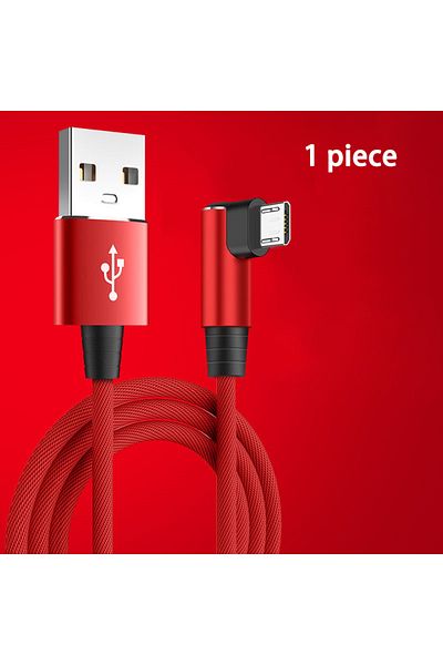 Choice 1.5m Red 3A Fast Charging USB Micro Cable 90 Degree Elbow Data Cable for Samsung Xiaomi OPPO VIVO Mo