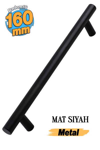 Badem10 Mobilier tijă Sertar de bucătărie Dulap dulap Mâner -mat Negru Metal (160 MM-16.0 CM) Mânere