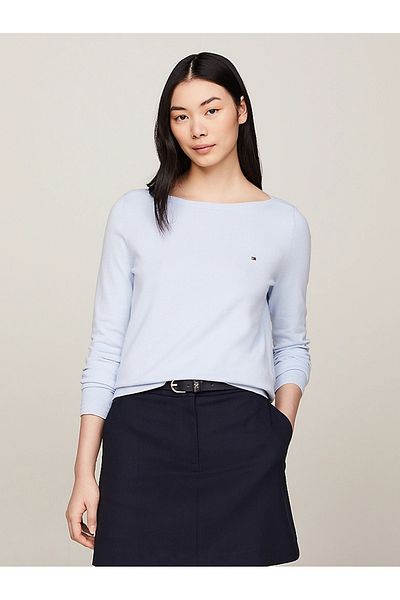 Tommy Hilfiger Trikotátový svetr s modrou modrou deskou pro ženy s lodí Tommy Hilfiger