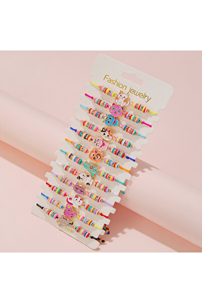 Choice مجموعة من 12 قطعة من أساور يونيكورن قوس قزح ملونة على شكل قطة لطيفة لل...