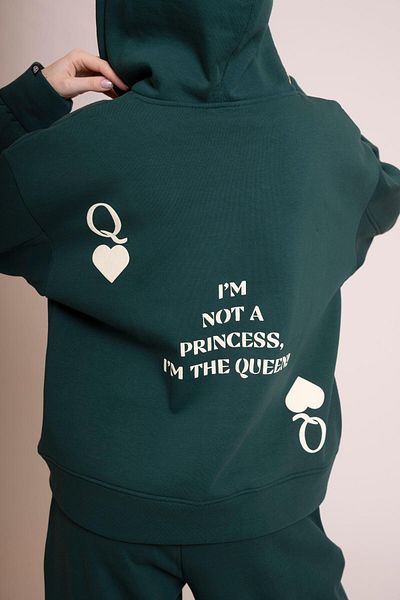 AFLOOW Muse Women's Zippered Hooded Green Sweatshirt – Back Printed, Oversize, Relaxed Fit, Style V