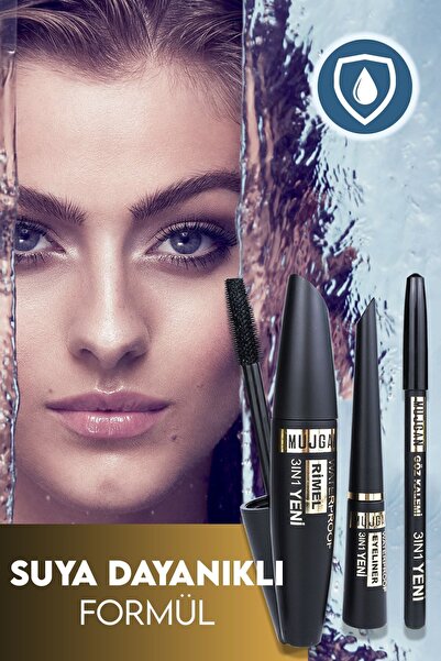 MUJGAN Mt 3 In 1 Suya Dayanıklı Maskara & Kalem & Eyeliner Seti