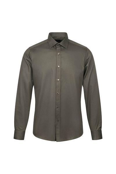 Hatemoğlu Χακί Slim Fit Μακρυμάνικο 100% Βαμβακερό Casual Flannel πουκάμισο