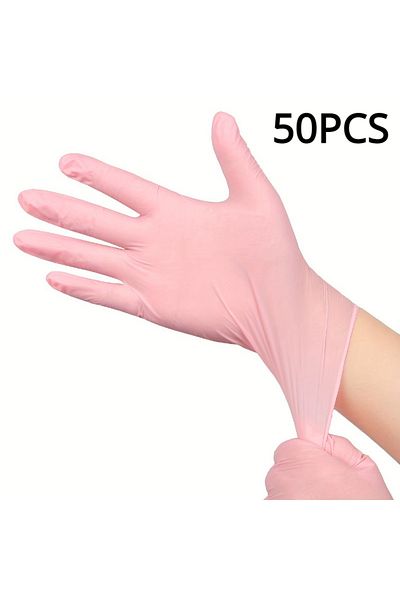 Choice M 50PCS 100/50/20PCS Light Pink Disposable Nitrile Gloves Waterproof Anti-static Durable Light Pink