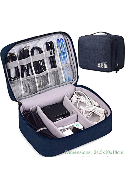 Choice حقيبة تخزين كابلات Nave Blue ذات طبقة واحدة مقاومة للماء ومنظم ملحقات إلكترونية رقمية محمولة