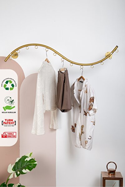 Fec Reklam HYPNOS Gold Metal Duvara Monte Askılık Elbise Askılığı Konfeksiyon Askılığı Duvar Askısı Kıyafet Ask