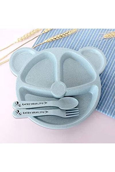 COOYA 3 Piece Kids Cartoon Dinnerware Set, safety, comfortably, Suitable for home,picnic, Blue