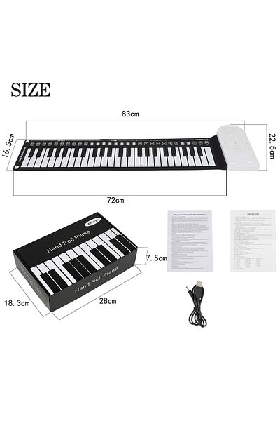 Choice WHITE 49 Keys Hand Roll Piano Portable Foldable Colorful Keyboard Hand Roll Electric Piano Rainbow K