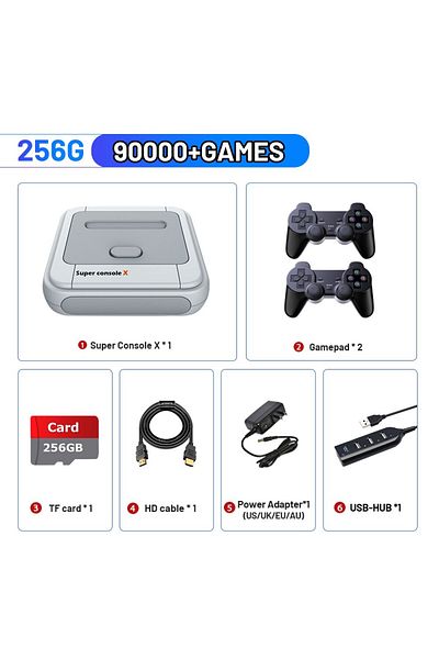 Choice 256G European regulations KINHANK Game Box Super Console X Retro Video Game Console Support 90000 Ga