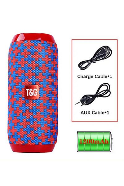 T&G Red And Blue Tg117 Portable Bluetooth Speaker Outdoor Wireless Woofer Free Call /fm/tf Card/usb Flas