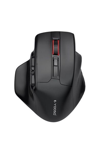 Choice ماوس ألعاب لاسلكي كبير الحجم أسود اللون E-yooso X-31 بمنفذ USB 2.4 جيجاهرتز للأيدي الكبيرة Paw3212 بدقة 4800 نقطة في البوصة و5 أزرار