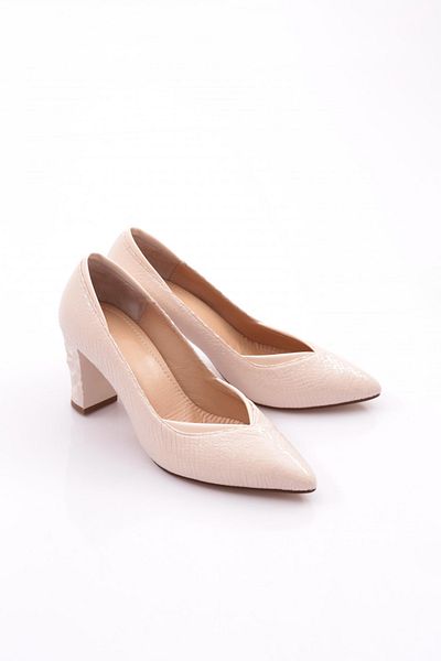 DGN Pantofi cu toc de damă cu model șarpe bej - 6992621